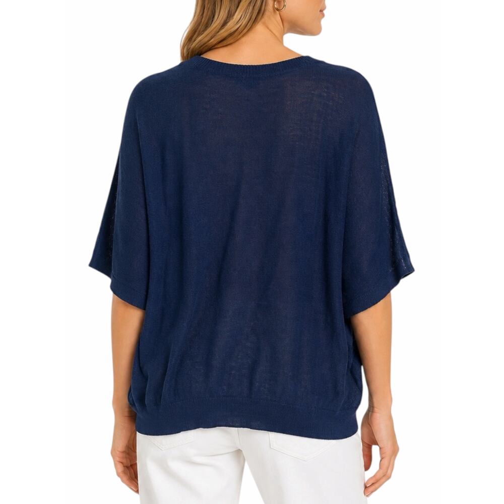 J. Crew Batwinged Crew Neck Sweater 3/4 Sleeve Blue Size XS - Picture 2 of 10